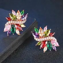 Роскошные серьги-гвоздики с австрийскими кристаллами Stellux AAA+ цвета розового золота, модные брендовые вечерние ювелирные изделия для женщин, brincos DWE525