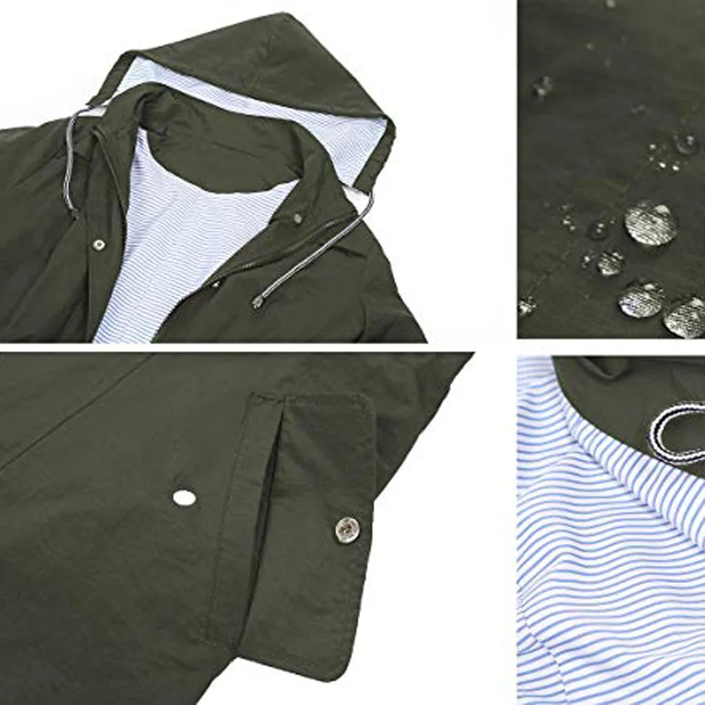 Осенне-зимние куртки, пальто для женщин, карманный дождевик, уличная водонепроницаемая куртка с капюшоном, ветрозащитный плащ, модная верхняя одежда
