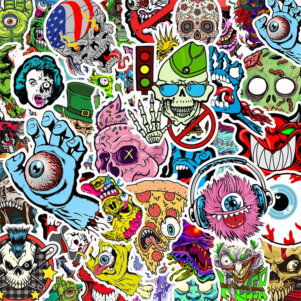 

10/30/50PCS Horror Series Skull Graffiti Waterproof Sticker Suitcase Notebook Stationery Box Skateboard Water CupHelmetWholesale