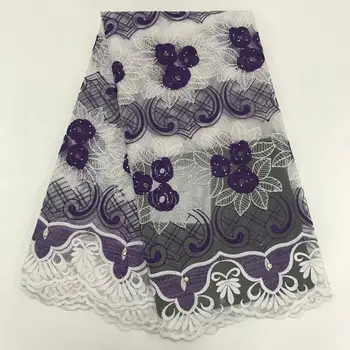 

Blue African Lace Fabric 2020 French Cord Lace Fabric Embroidered Nigerian Tulle Lace Fabric With Stones For Wedding