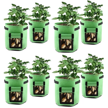 

Plant Growth Bag, 7 Gallon Potato Vegetable Plant Growth Bag with Handle, Potato Growth Pot (8 Packs, Green)