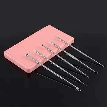 

5pcs/set Stainless Steel Acne Needles Pimple Remover Skin Care Cleaning Tool Blackhead Remover Needles With Mirror