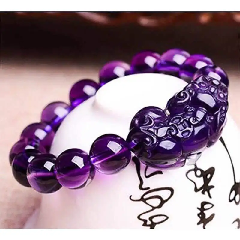 Feng Shui Obsidian Stone Beads Bracelet Wristband Gold Black Pixiu Wealth Good Luck Women Bracelet  Men Women Unisex