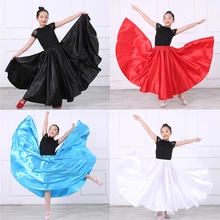 Атласная, шелковая, гладкая, цыганская, детская, для девочек, для фламенко, юбка для танцев, Восточная Индия, Одежда для танцев, испанские бальные костюмы