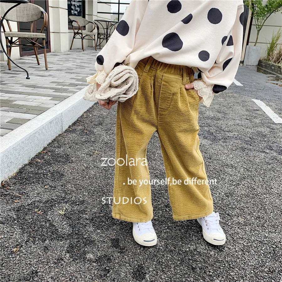 

2019 Korea style girls velvet wide pants autumn fashion girls pants 4-9t