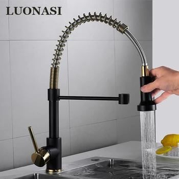 

Matte Black Kitchen Faucet Deck Mounted Mixer Tap 360 Degree Rotation Stream Sprayer Nozzle Kitchen Sink Hot Cold Taps CF-1166HK