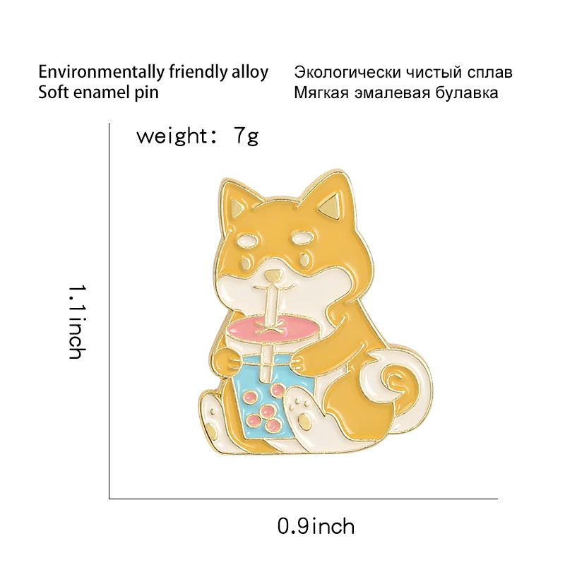 Cartoon Cute Animal Boba Drink Enamel Pin Kawaii Bubble Tea Brooch