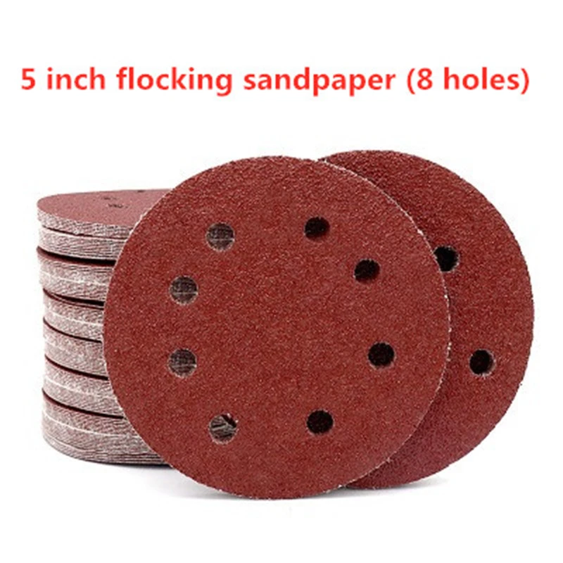 100pcs 5in 125mm Sandpaper Sanding Discs Hook Loop Sanding Paper Buffing Sheet 