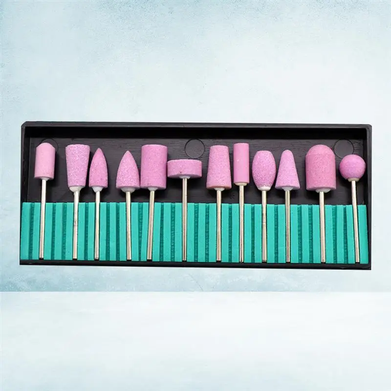 12 in 1 Manicure Quartz Drill Head Set Nail Grinding Head Kit Nail Drill Accessories Cuticle Clean Tool for Salon Women