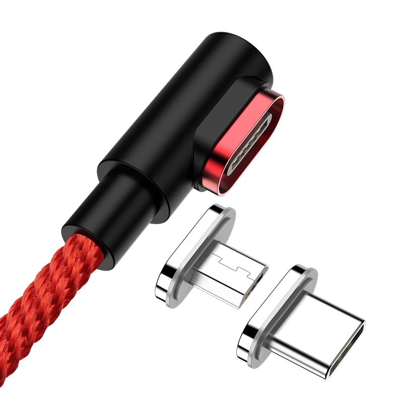 Магнитный кабель 90 градусов USB C Micro usb type C кабель для быстрой зарядки type C кабель для samsung huawei Xiaomi type-C магнитное зарядное устройство