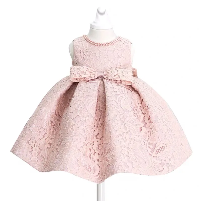 Платье для маленьких девочек розовое платье-пачка для крещения для новорожденных, детская одежда на свадьбу, крестины, вечеринку платья на день рождения для маленьких девочек 1 год