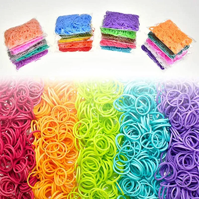 

Silicone rubber band 600PCS Refill With Tools DIY Toy Making Rubber Band Bracelet Hair Fixer Girl Creative Hand-made Woven Gifts