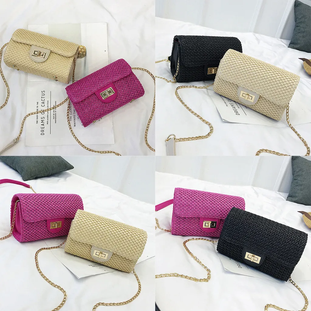 Женская модная сумка на плечо однотонная сумка тканая пляжная сумка Sac Bandouli Re Femme# T3G