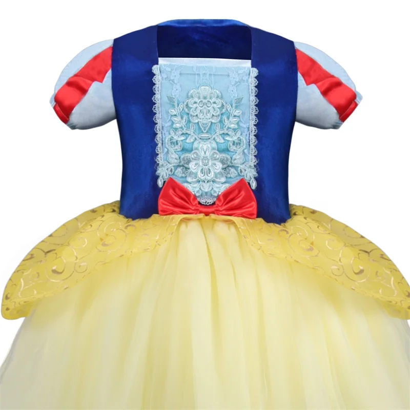 Карнавальное платье для девочек от 4 до 10 лет, Белоснежка, платье принцессы костюм на Хэллоуин для девочек, детское вечернее бальное платье с цветочным рисунком