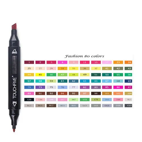 Fashtion 80 Colors TOUCHFIVE Маркеры Ручка 80 цветов художественный эскиз Твин Маркеры широкая тонкая точка Графический Манга Аниме маркеры граффити товары для рукоделия - Цвет: Fashtion 80 Colors