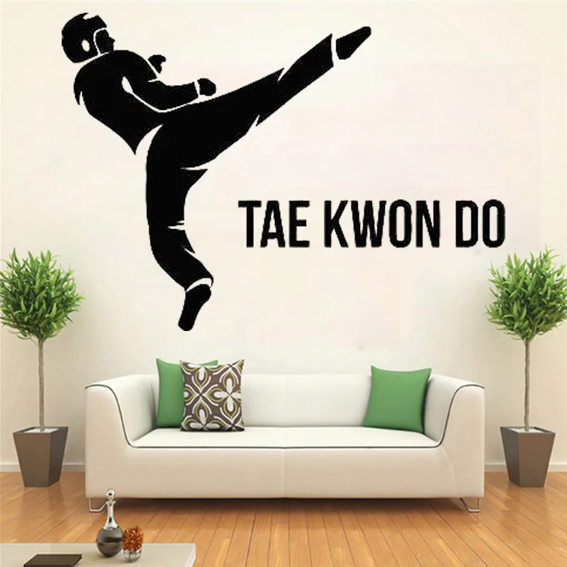 Wall Decal Martial Arts Kick Boxer in Duel Youth Room Wall Sticker 