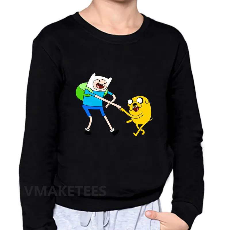 Детские толстовки с изображением Финна из Adventure Time and Jake с мультяшным принтом Толстовка для маленьких мальчиков и девочек детские топы, забавная одежда для малышей KYT5200 - Цвет: 5200A-Black