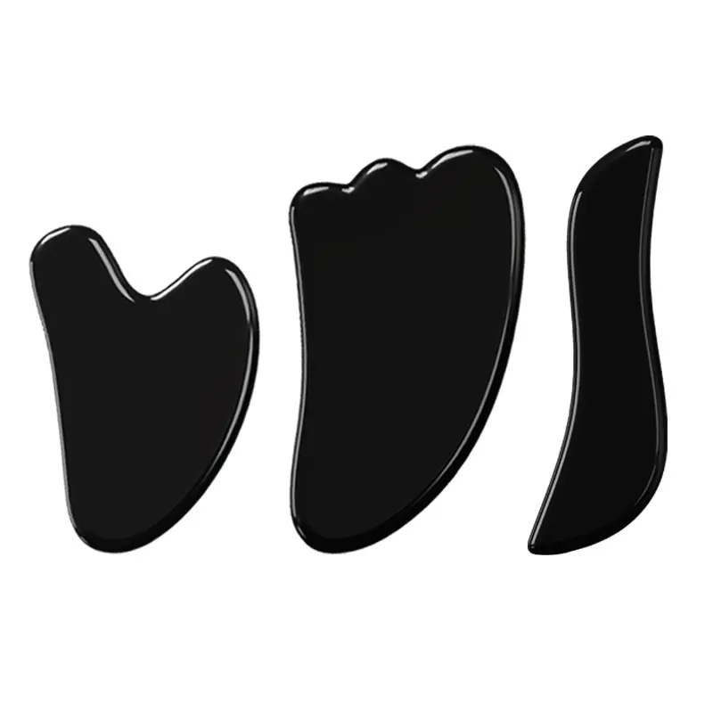 Набор инструментов Gua Sha скребок для гуаши из натурального черного обсидиана