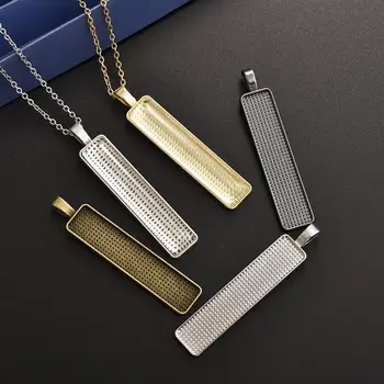 

10pcs 10x50mm Rectangle Cabochon Base Settings Blank Tray Settings Fit Cameo Glass Cabochon DIY Pendant Jewelry Making