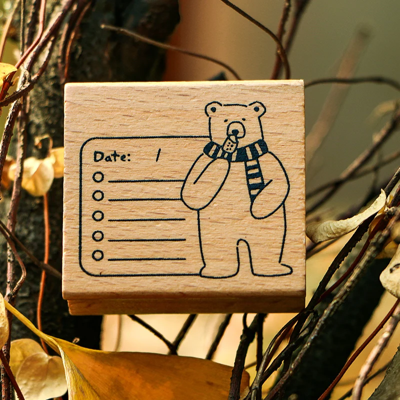 6 шт./компл. Винтаж милые Bearcollection серии штамп Сделай Сам ремесленные Деревянные и резиновые штампы для скрапбукинга канцелярские Скрапбукинг