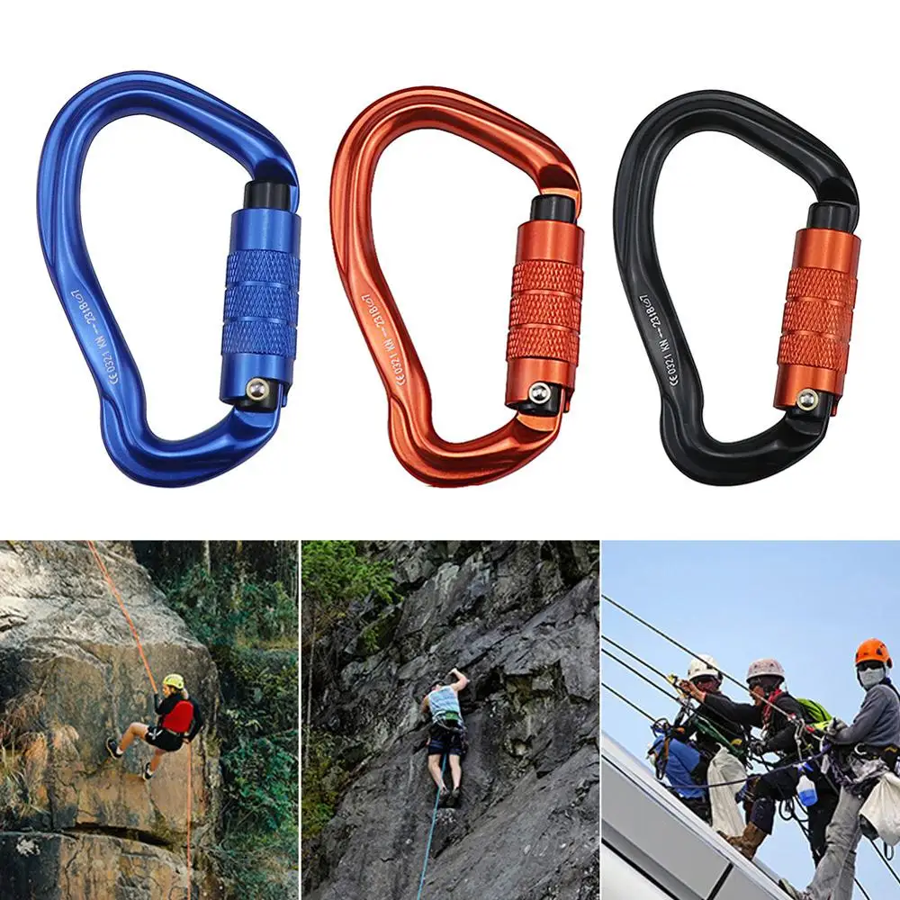 

23KN Outdoor Climbing Carabiner D Shape Climbing Buckle Lock Security Safety Master Screw Lock Buckle Equipement