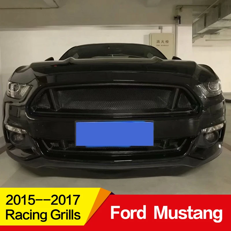 

Use for Ford mustang Racing Grills 2015--2017 Year carbon fibre Front Center Racing Grille Cover accessorie body kit