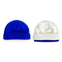 

It's White! Japanese Klein Blue Woolen Hat Female Color Matching Knitted Hat Fashion Winter Double-layer Design Thickened Warmth