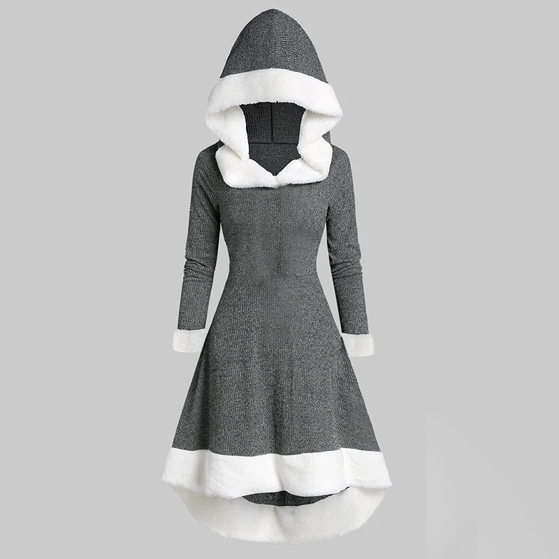 Осень зима 2019 Новое цветное Женское пальто с длинным рукавом пушистое капюшоном