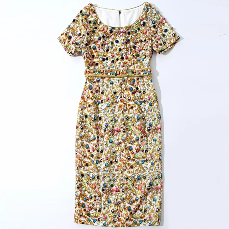 

Women baroque sexy bodycon dress new 2020 spring summer luxury designer short sleeve sheath dresses yellow