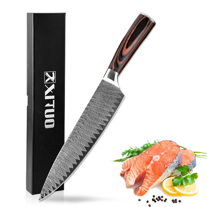 XITUO Professional 8'' inch Chef Knife Japanese Stainless Steel Sanding Laser Pattern Knives Sharp Blade Cooking Tool Gift | Дом и сад