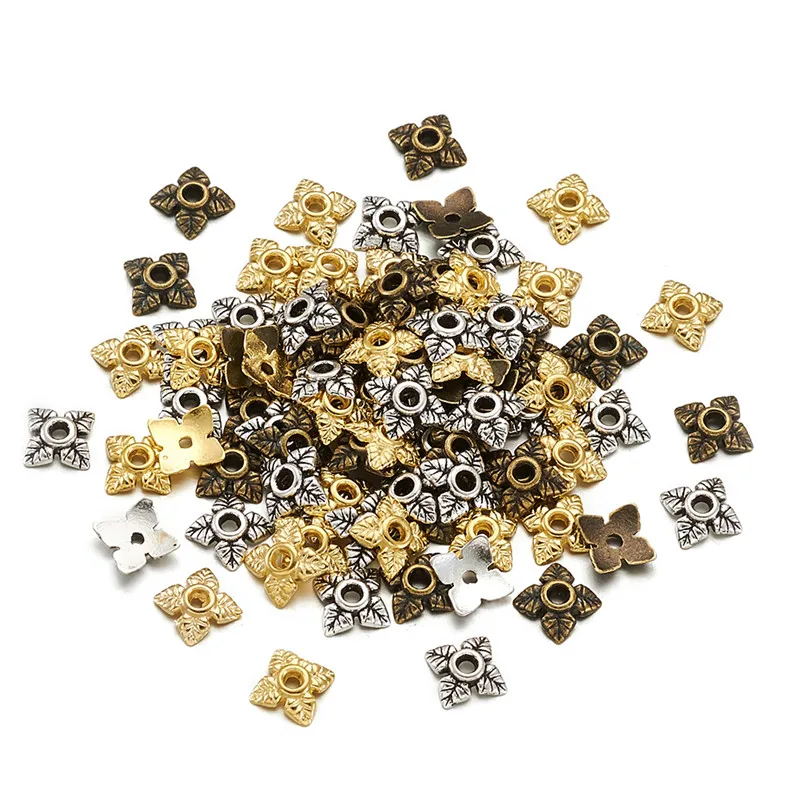 

210pcs/set Mixed Color Alloy Tibetan Style Flower Bead Caps Cone for Jewelry Making DIY Accessories Findings 6x6x2mm Hole: 1mm