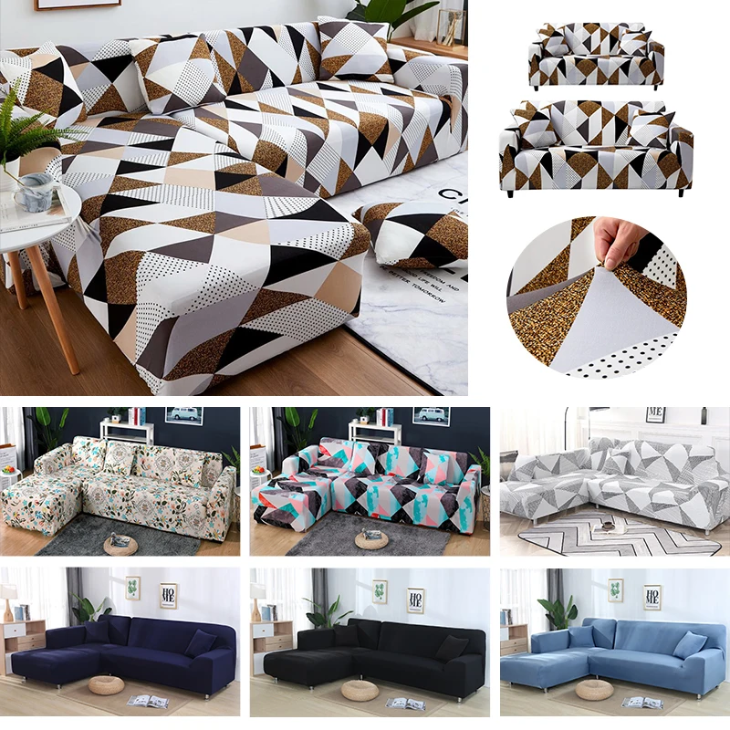 Чехол для дивана L образной формы эластичный Синий чехол гостиной чехлы диванов 1
