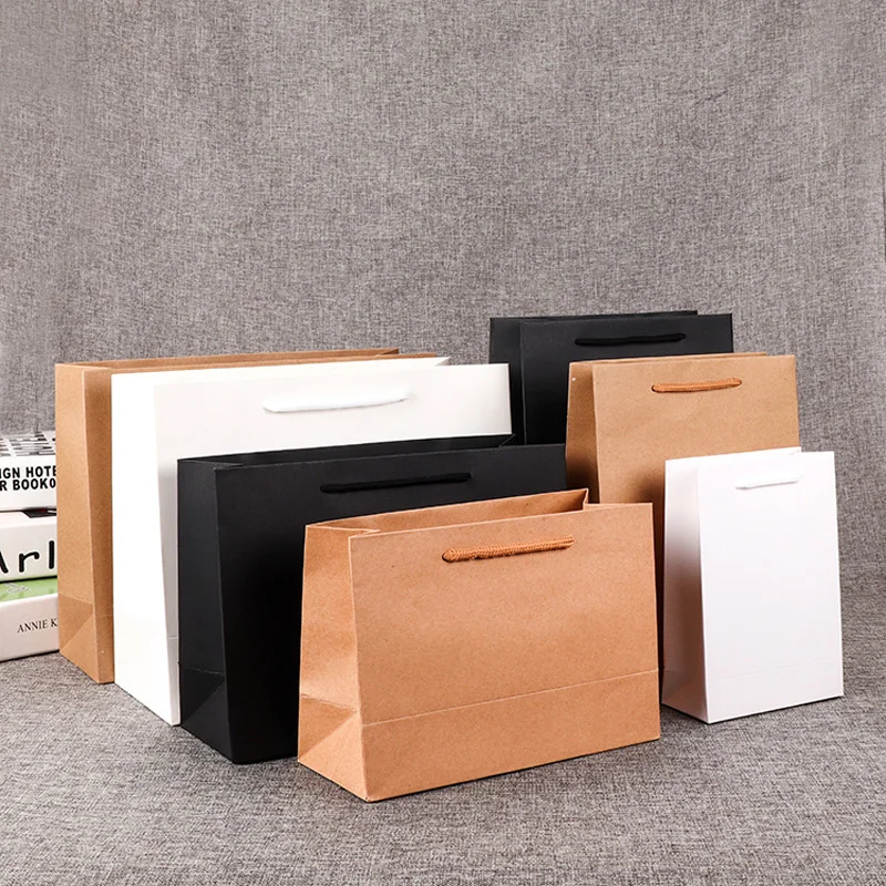 10 шт Подарочные крафт-бумажные пакеты на заказ сумки для одежды хозяйственные крафт-бумажные сумки-5002
