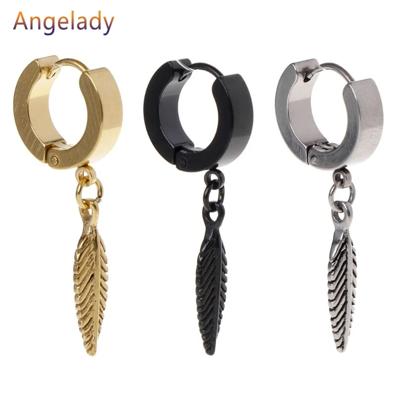 1pc New Arrival Punk Earrings Fashion Feather Pendant Personality Titanium Steel Buckle Women Men Jewelry Decoration Charms JUL3 | Украшения