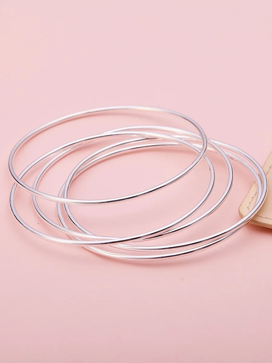 

S999 Pure Silver Aperture Accessories Closed Fine Bracelet Women's Fine Feedback Closed MORI Series Not Inlaid