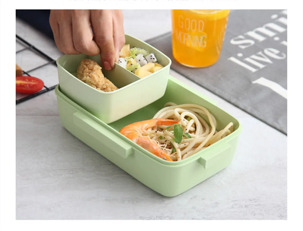 Портативный Ланч-бокс с защитой от протечек, независимая решетка, Bento, суши, фрукты, контейнер, коробки для детей, Bento box, контейнер для еды