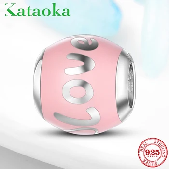 

Letter LOVE Pink enamel 925 Sterling Silver Chrams Beads for Women Jewelry Making Enamel Charm fit fine Original 925 Bracelet
