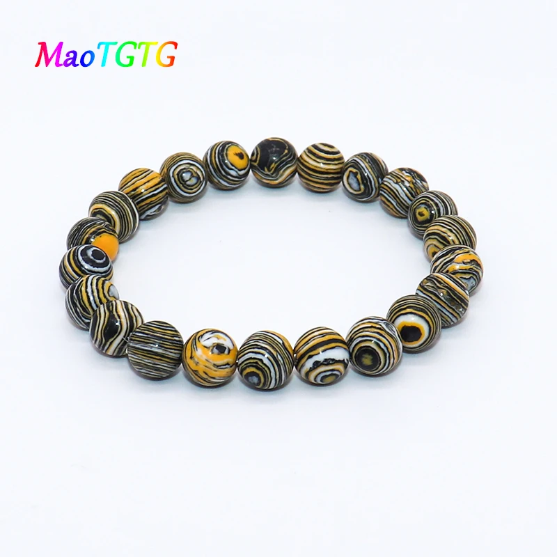 8 мм Красочные малахитовые браслеты для женщин Ручные ювелирные изделия