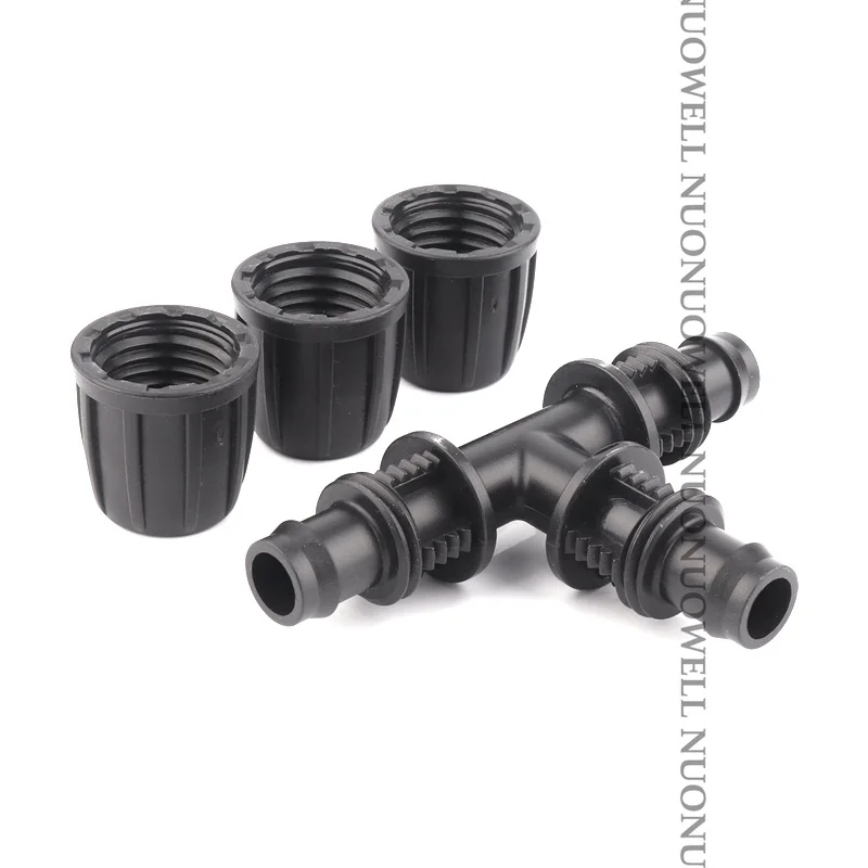 2pcs New 16mm LDPE Pipe Connectors Lock Nuts Garden Water Connector Farm Watering Agricultural Irrigation Pipe Hose Connector