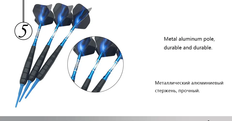 Easytoday 3Pcsset Darts Electronic Professional Competition Supplies Blue Soft Tip Metal Barrel Aluminum Darts Shafts Flights (5)