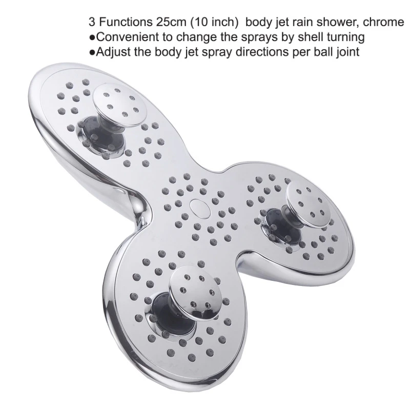 Durable Shower Head Household Bathroom Three-Petal Cleansing Water-Saving Multifunctional Top Spray Coating Plating Nozzle Rainf