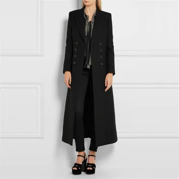 

Fashion Solid Long Wool Coat Slim Office Lady Wool Blend Coat and Jacket Double Breasted Women's Coats Autumn Winter New Outwear