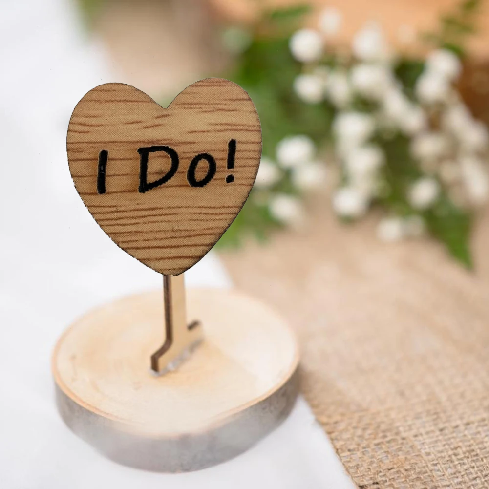 

150pcs Natural Wood Heart Computer Laser Ornaments I Do Letter Print DIY Wedding Decoration Shooting Props