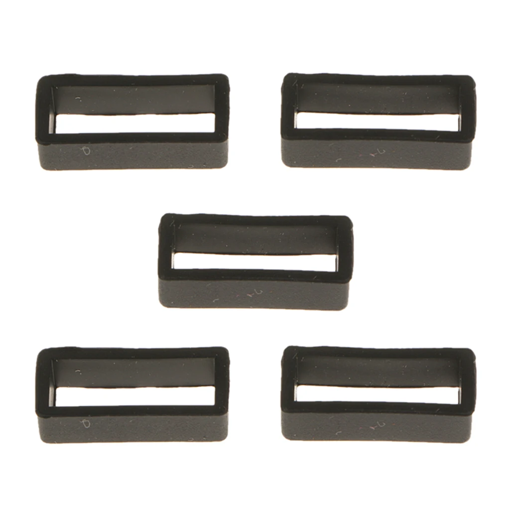 10x Rubber Silicone Watch Band Strap Loops 22mm Secure Rings White+Black