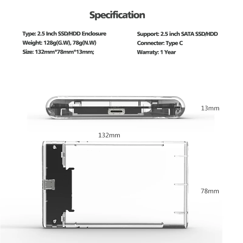 KingSpec 6 Гбит/с SATA ssd корпус USB 3,0 7 мм 5 Гбит/с SSD жесткий диск внешний 9,5 мм корпус чехол для 2,5 дюймов SATA SSD HDD