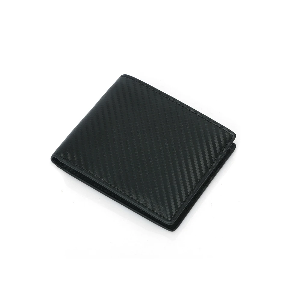 Модный мужской кожаный бумажник с блокировкой RFID, клатч с кармашком для монет с окошком для удостоверения личности, тонкий кошелек из углеродного волокна