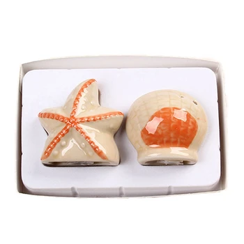 

2pcs/Sets Beach Sea Star Seashell Ceramic Salt And Pepper Shaker Set Mini Ceramic Jars