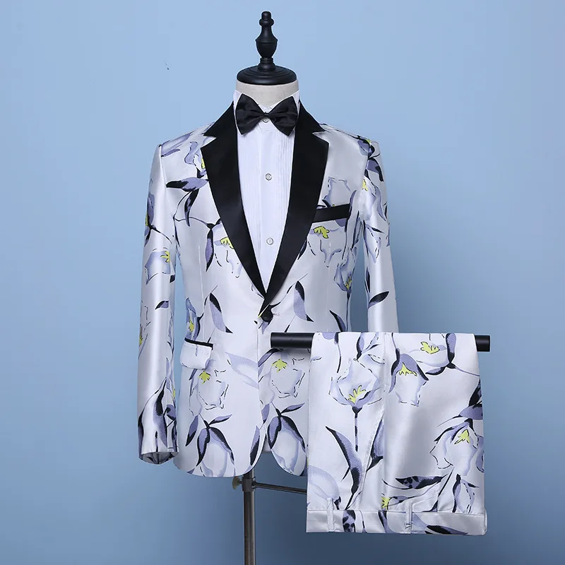 Plyesxale Цветочные Свадебные костюмы для мужчин костюм Homme Mariage последние модели пальто брюки 2 шт мужские вечерние костюмы для выпускного Q870