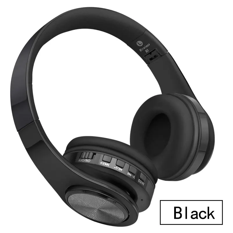 Черный Беспроводные Bluetooth наушники с шумоподавлением, складная игровая гарнитура для компьютера, наушники с глубоким басом, проводные наушники - Цвет: Черный