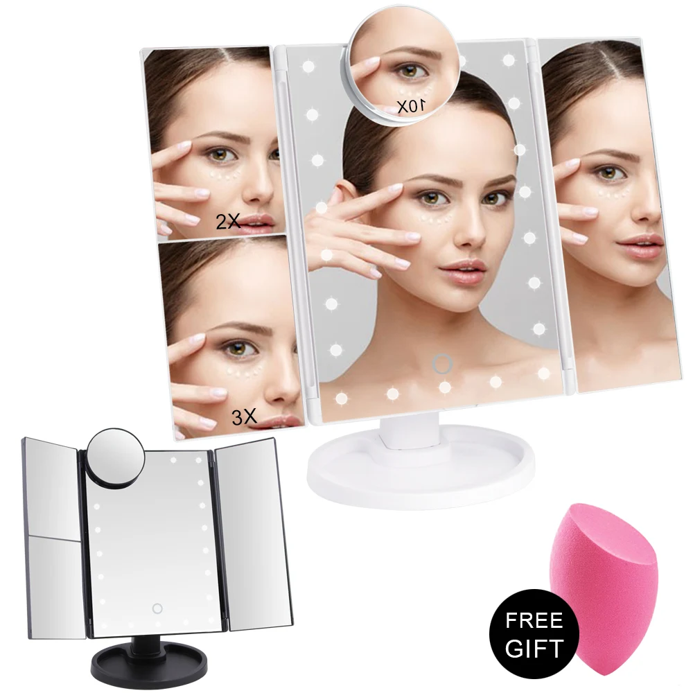 Зеркало для макияжа с сенсорным экраном Vanity Mirror 22 светодиодный светильник 1X/2X/3X/10X